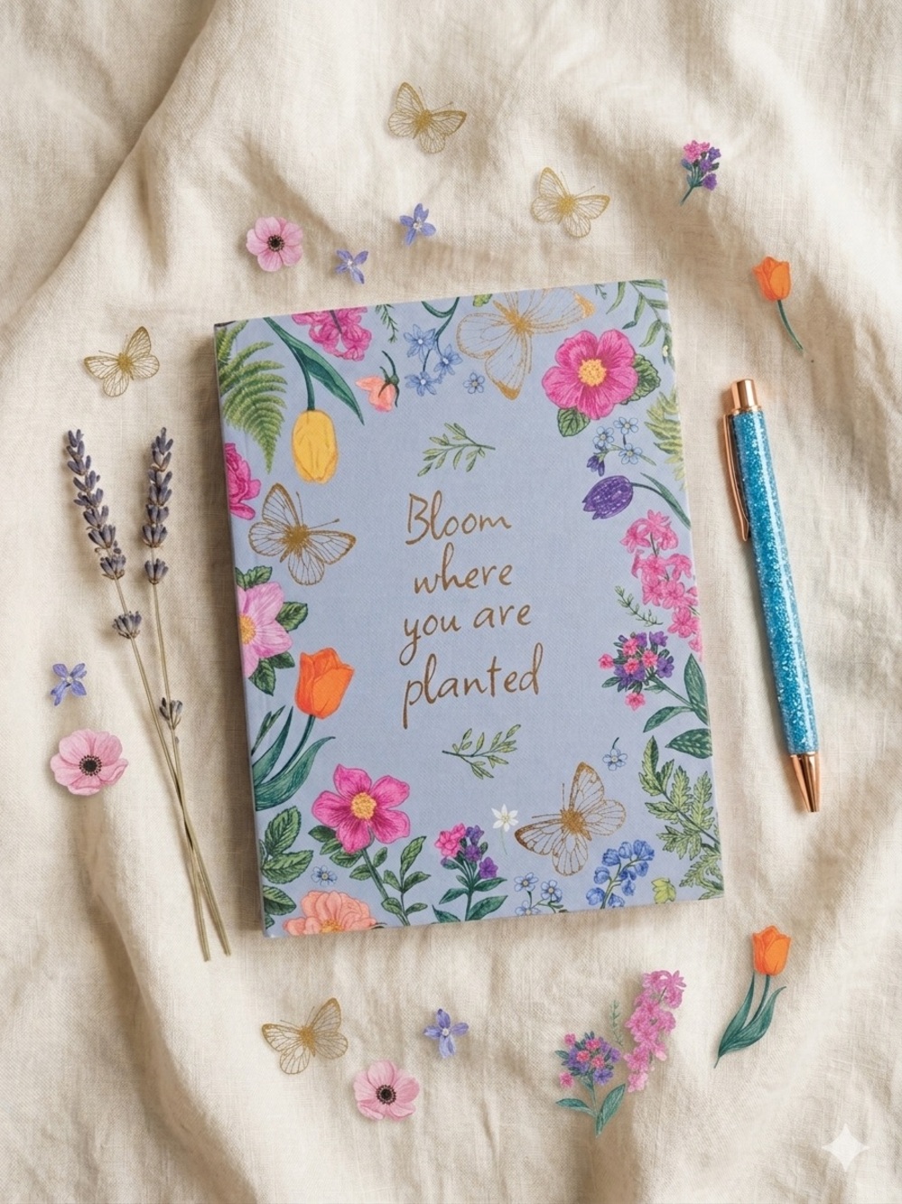James Burke Collection "Bloom Where You Are Planted" Journal & Glitter Pen Set